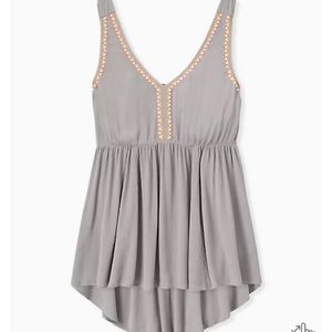 Torrid grey embroidered tank, size 3.